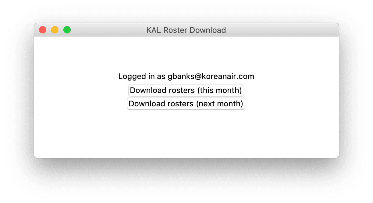 KAL Roster Download Screenshot