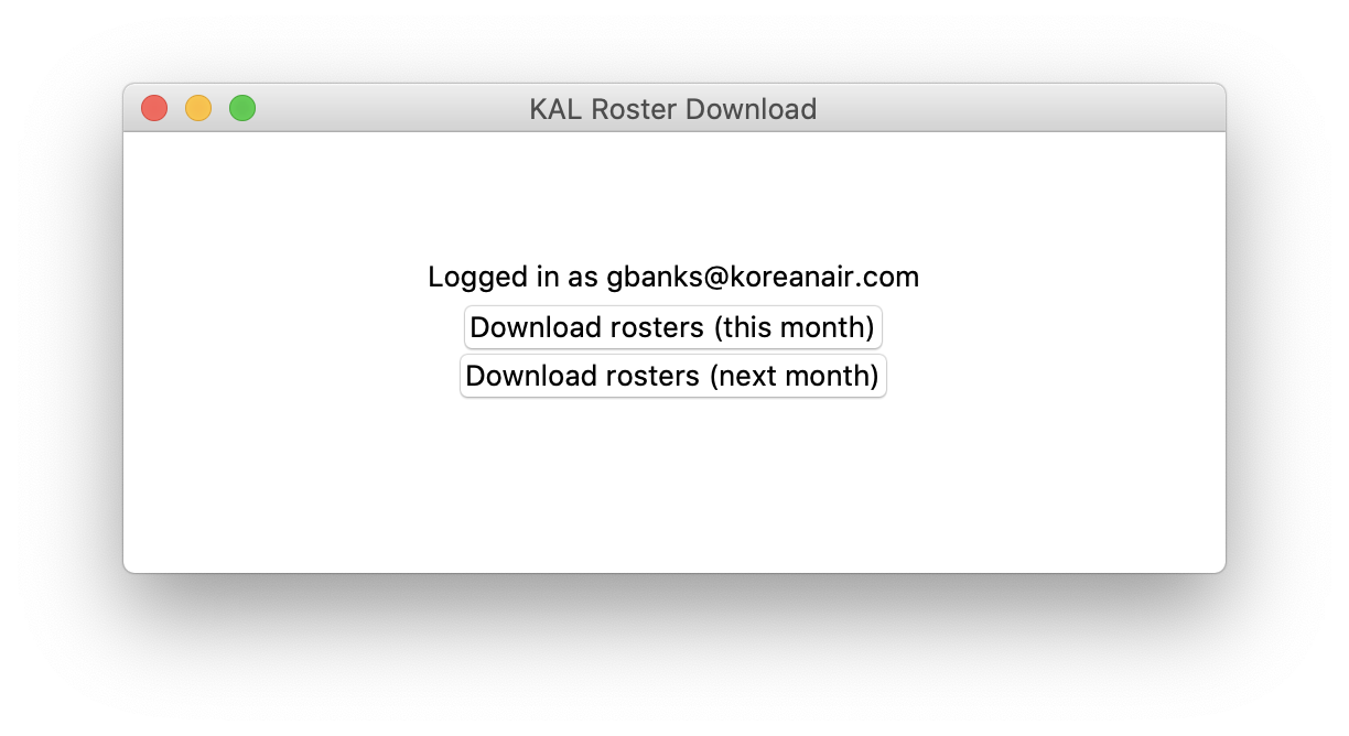 KAL Roster Download Screenshot